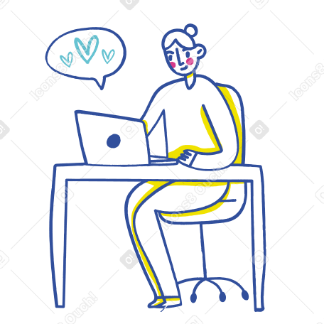 woman chatting on laptop Illustration in PNG, SVG