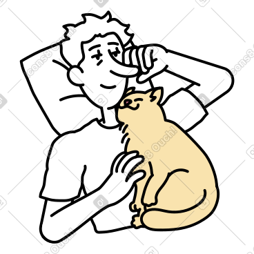 年轻人和他的猫拥抱 PNG, SVG