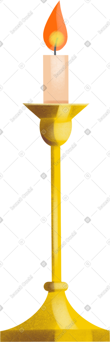 Candle in a candlestick PNG, SVG