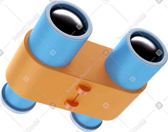 3D blue binoculars PNG, SVG