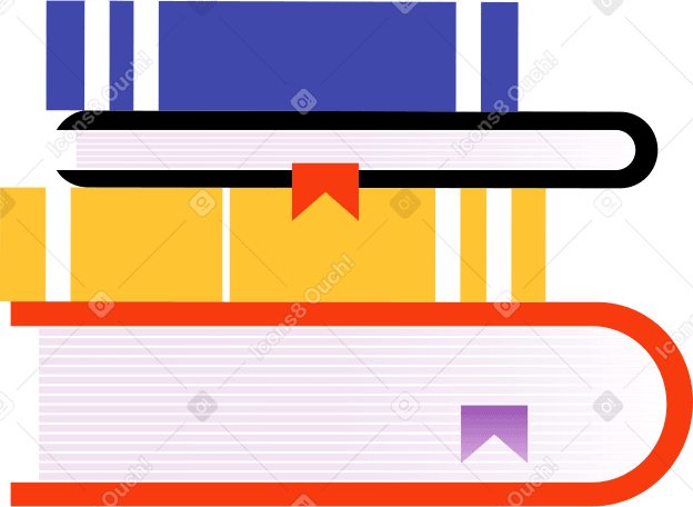 stack of books with bookmarks PNG, SVG