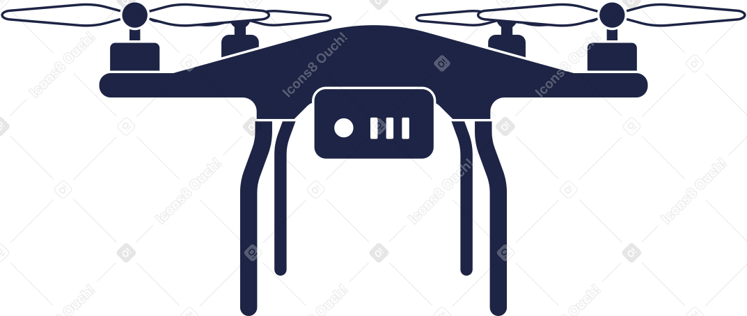 Illustration animée Drone bleu foncé en lévitation aux formats GIF, Lottie (JSON) et AE