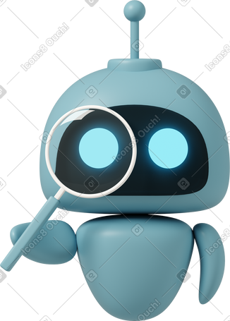 3D chatgpt robot holding loupe PNG, SVG