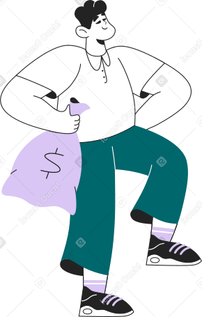 man with a bag of money in his hands Illustration in PNG, SVG