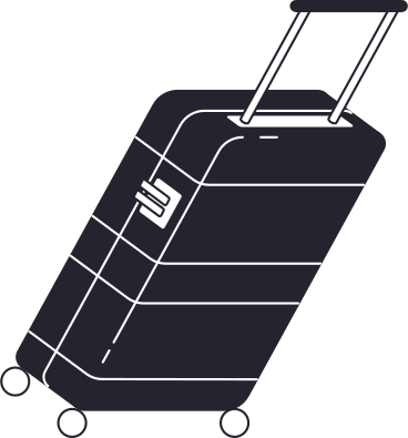 Черный наклонный чемодан в PNG, SVG