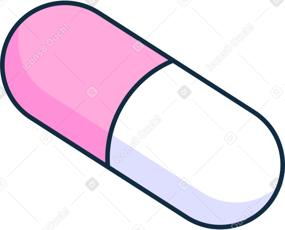 white-pink pill capsule Illustration in PNG, SVG