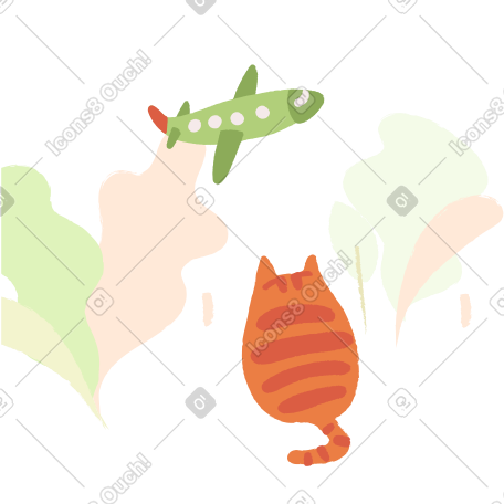 猫看着飞机 PNG, SVG