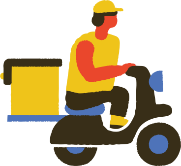 Food delivery man on scooter PNG, SVG