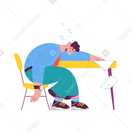 The man fell asleep at the workplace PNG, SVG