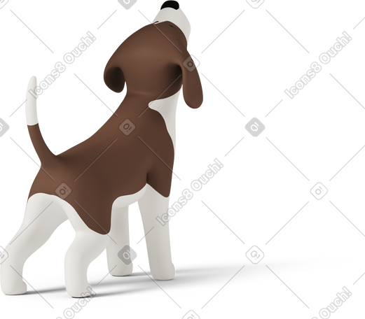 3D 比格犬嚎叫的后视图 PNG, SVG