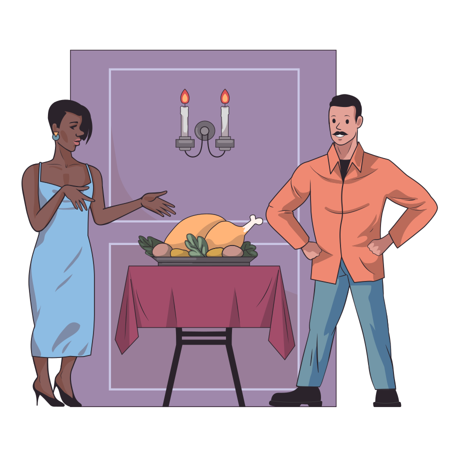 Thanksgiving Dinner Illustration in PNG, SVG