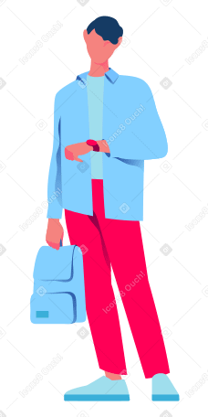 Man looking at the watch Illustration in PNG, SVG
