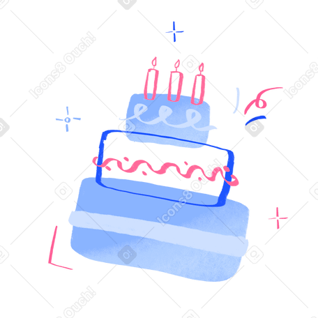 Birthday cake with candles Illustration in PNG, SVG