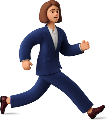 businesswoman in blue suit running PNG, SVG