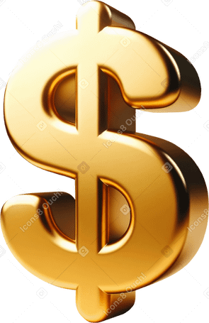 3D Знак доллара в PNG, SVG
