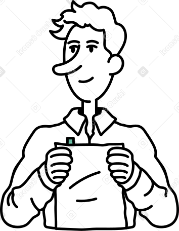 young man with papers PNG, SVG