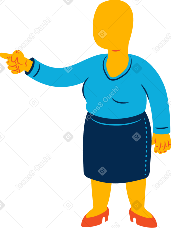 chubby woman pointing Illustration in PNG, SVG