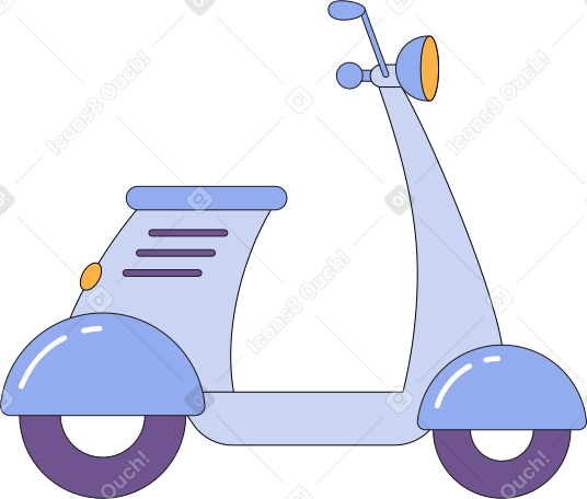blue retro scooter Illustration in PNG, SVG