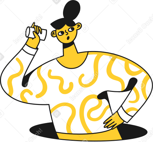 girl listening to cup Illustration in PNG, SVG