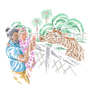 Отец и ребенок в зоопарке в PNG, SVG