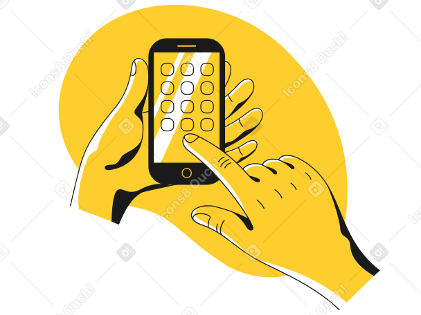 Hands messaging on mobile phone PNG, SVG