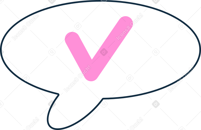 speech bubble with check mark Illustration in PNG, SVG