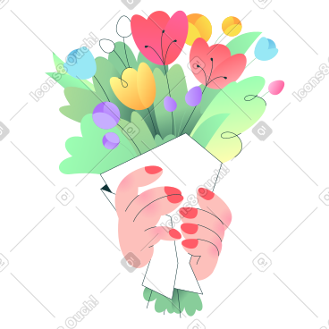 手中捧着一束鲜花 PNG, SVG