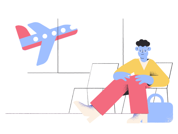 Waiting for airplane  Illustration in PNG, SVG