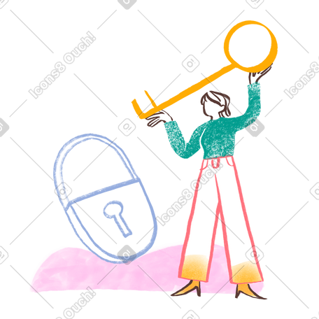 女人用钥匙开锁 PNG, SVG