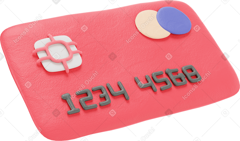 3D Red bank card PNG, SVG