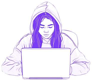 Young woman with laptop PNG, SVG