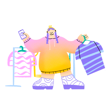 Woman choosing clothes while shopping PNG, SVG