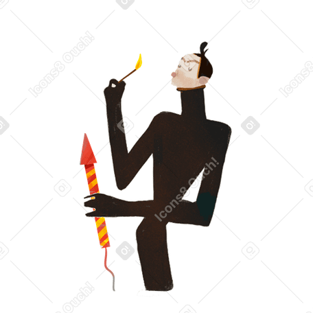 Man launching fireworks Illustration in PNG, SVG