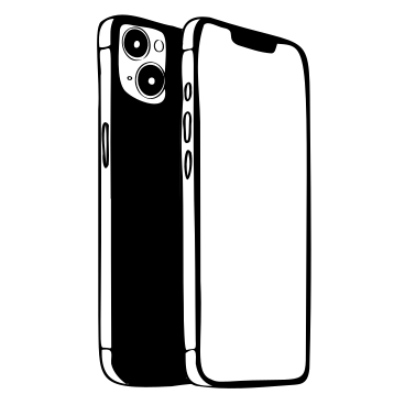 Line art monochrome iPhones back and front PNG, SVG