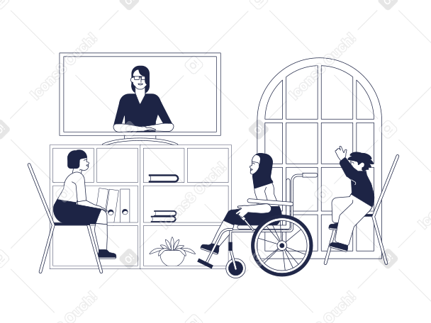 Inclusive Online School Illustration in PNG, SVG