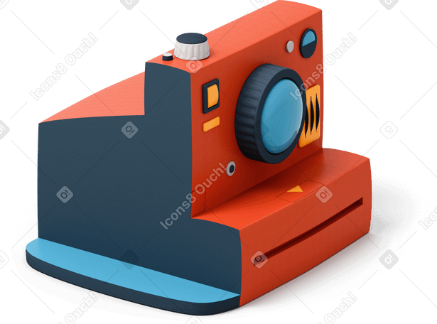3D Side view of red instant camera PNG, SVG