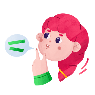 Young girl thinks about something and says PNG, SVG