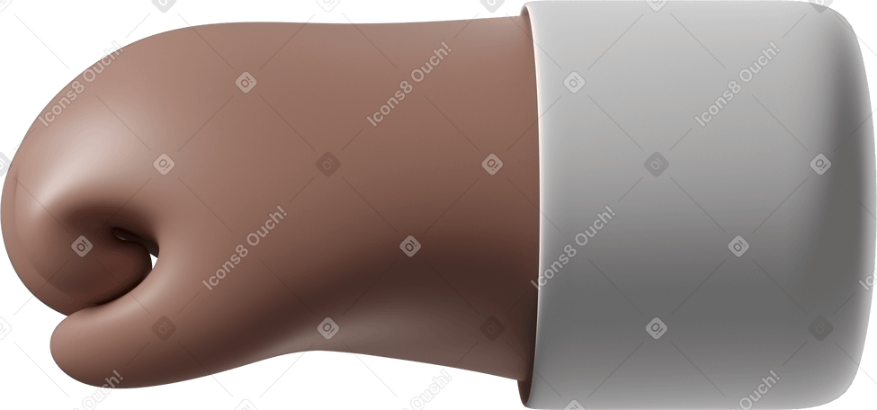 3D Poing d'une main de peau brune tournée vers la gauche PNG, SVG