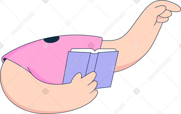 Cuerpo en camiseta rosa con libro PNG, SVG