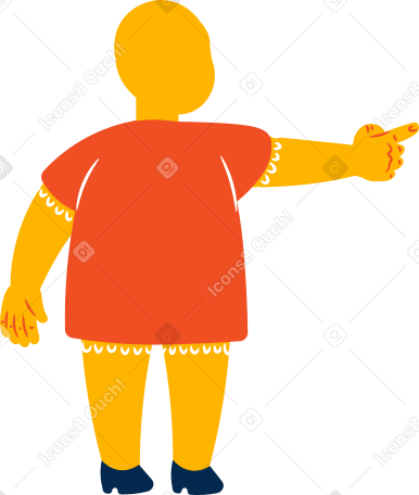 chubby girl points back Illustration in PNG, SVG