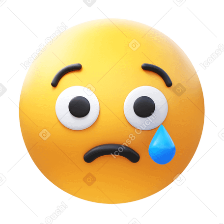 3D crying face Illustration in PNG, SVG