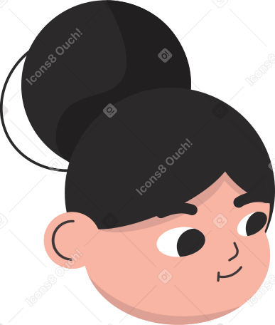 head of a thoughtful girl with a ponytail PNG, SVG