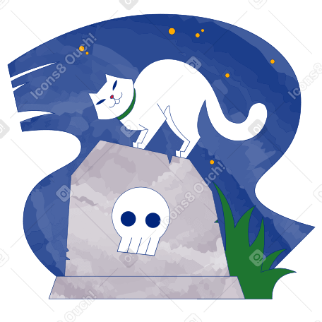 Cemetery night Illustration in PNG, SVG