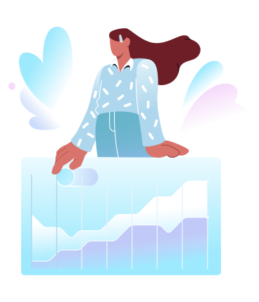 Woman presenting analytics with graph PNG, SVG