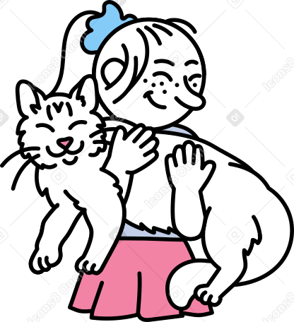 girl holding a cat PNG, SVG