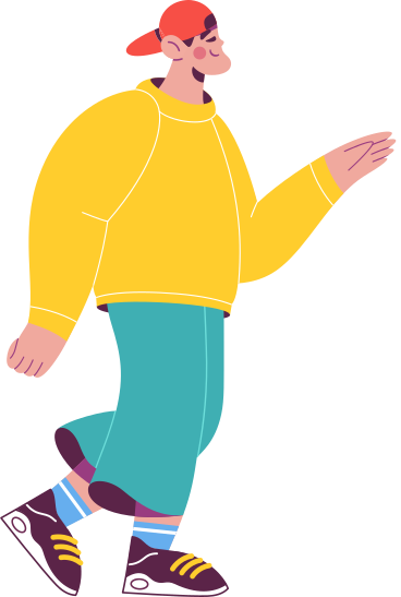 Kerl im gelben sweatshirt und in der kappe PNG, SVG