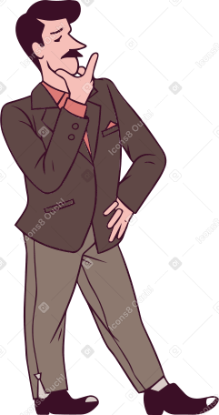 businessman thinking and touching chin Illustration in PNG, SVG