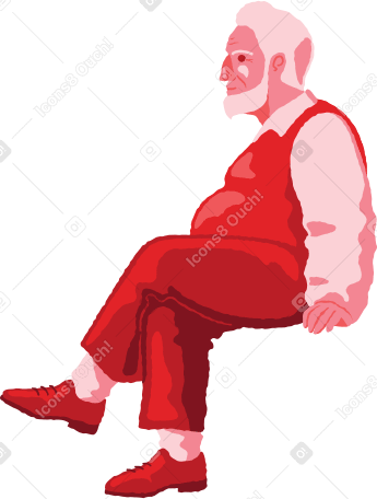 old chubby man sitting side view Illustration in PNG, SVG
