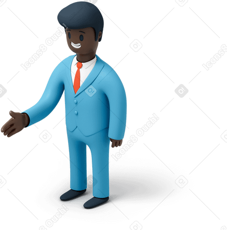 3D Smiling black man holding out his hand Illustration in PNG, SVG