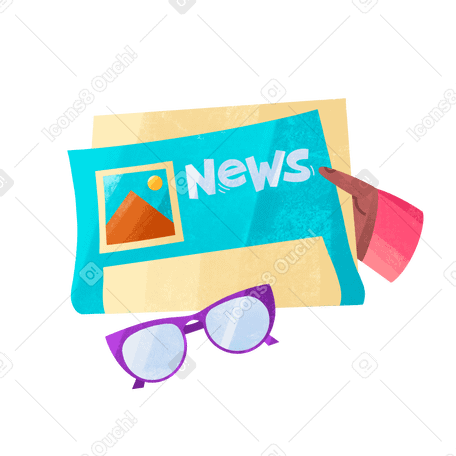 Hand holding newspaper and glasses Illustration in PNG, SVG